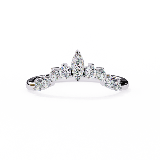 Marquise and Round Cut Lab Diamond Eternity Wedding Band - view 4