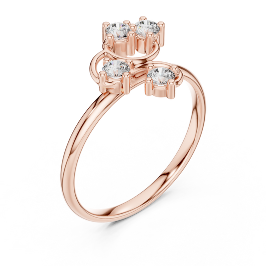 Round Moissanite Open Swirl Four Stone Ring - view 3