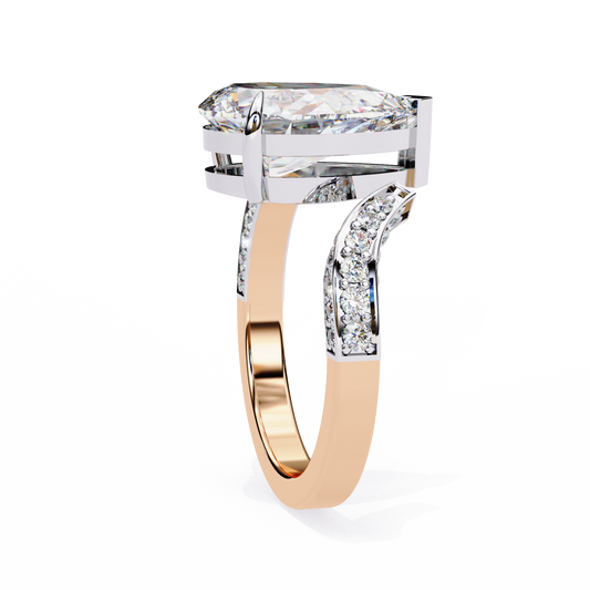 East West Pear Cut Lab Diamond Bypass Wedding Ring - view 3