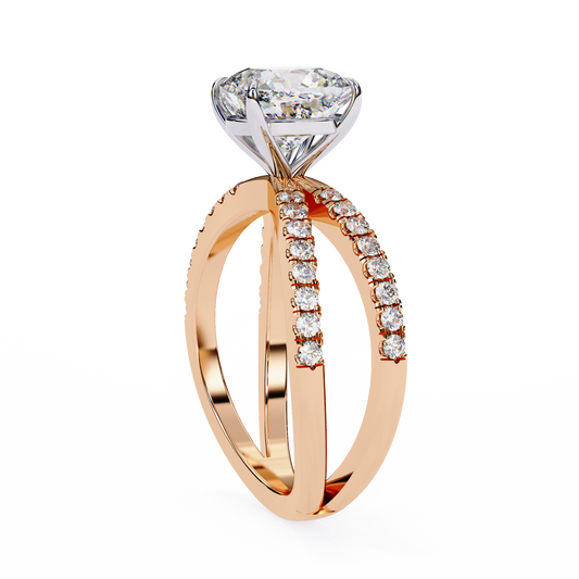 Split Shank Pave Cushion Lab Diamond Engagement Ring - view 3