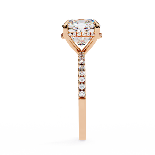 Cushion Cut Engagement Ring with Pave Band - view 3