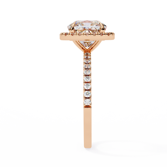 Cushion Cut Diamond Hidden Halo Lab Diamond Ring - view 3