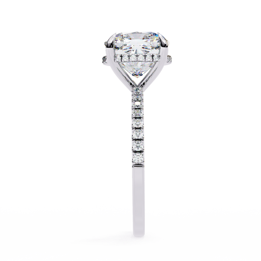 Cushion Cut Engagement Ring with Pave Band - view 2