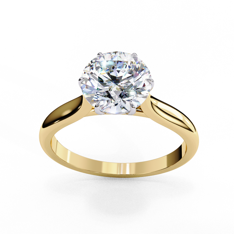 Solitaire Round Cut Moissanite Engagement Ring With Six Prong - view 2