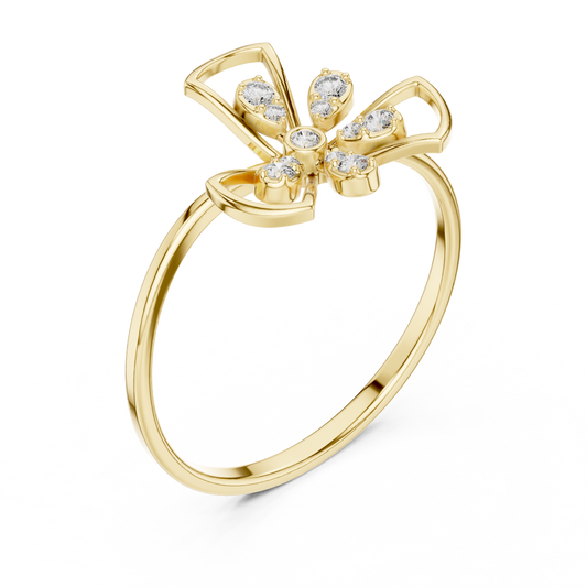Floral Petal Round Cut Moissanite Ring - view 2