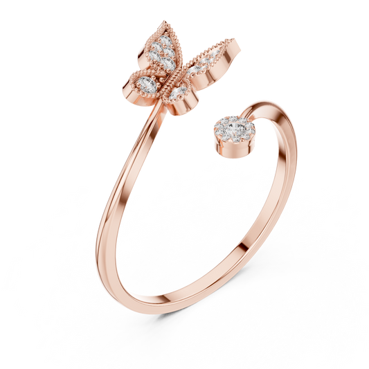 Open Wrap Butterfly Ring with Moissanite Round - view 3
