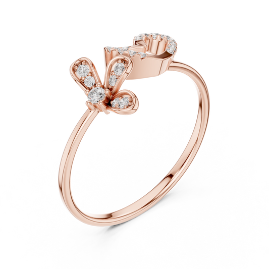Open Heart Moissanite Ring with Pave Accents Promise Ring - view 3