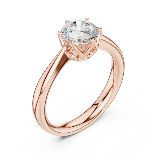 Round Cut Brilliant Solitaire Moissanite Ring Cathedral Setting - view 3