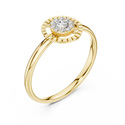Round Moissanite Halo Cluster Split Ring - view 2