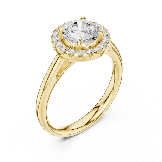 Round Brilliant Halo Lab Grown Diamond Ring - view 2
