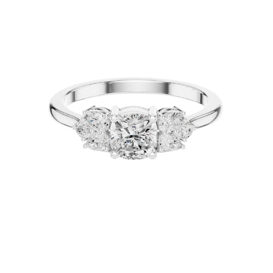 Floral Cluster Cushion Cut Lab Diamond Wedding Ring - view 3