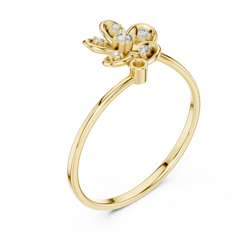Round Cut Lab Diamond Floral Ring With Open Petal Design - view 2