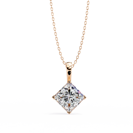 Contemporary Orientated Princess V Prong Pendant - view 3