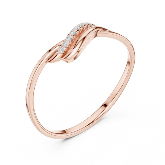 Minimal Crossover Lab Diamond Ring With Pave Twisted Band - view 3