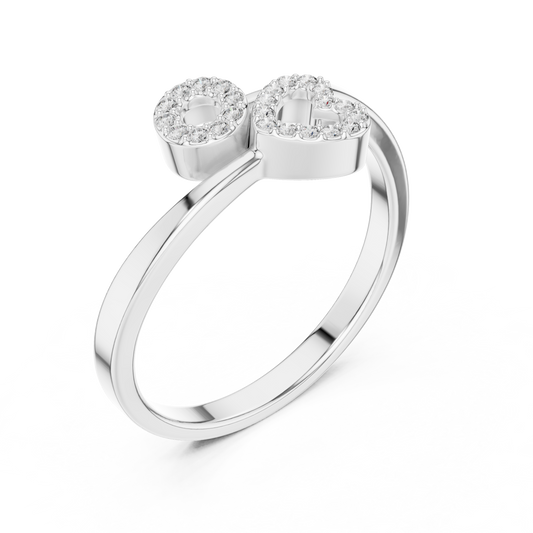 Round Cut Lab Diamond Heart And Circle Engagement Ring - view 4