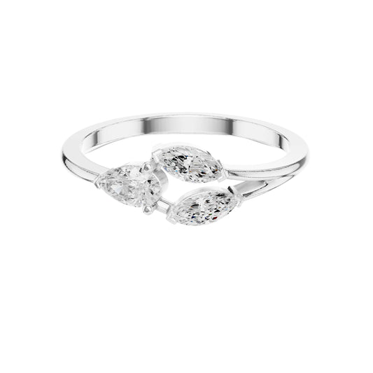 Pear And Double Marquise Lab Diamond Band Ring - view 3