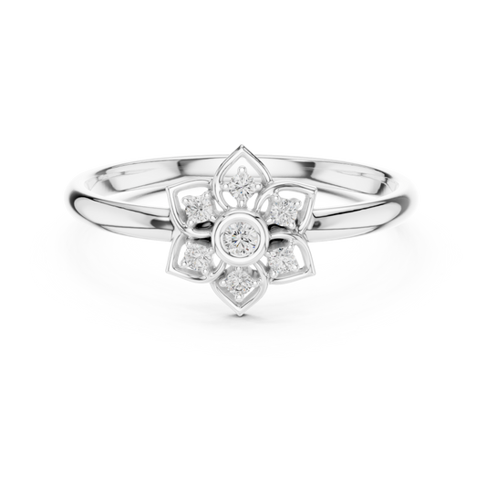 Round Cut Lab Diamond Floral Cluster Split Shank Ring - view 3