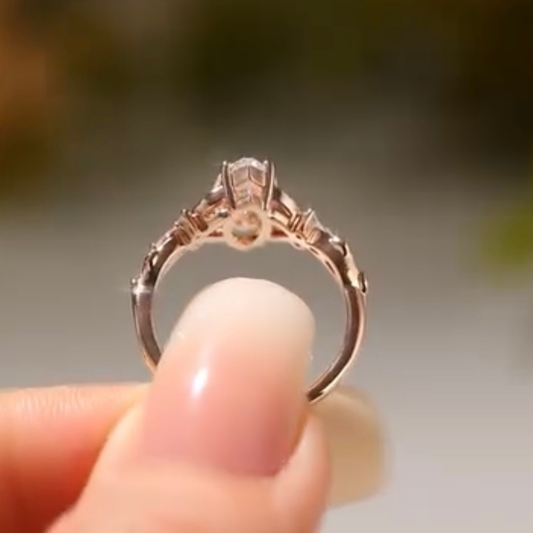 Marquise Lab Diamond Engagement Ring With Floral Inspired Accent - view 3
