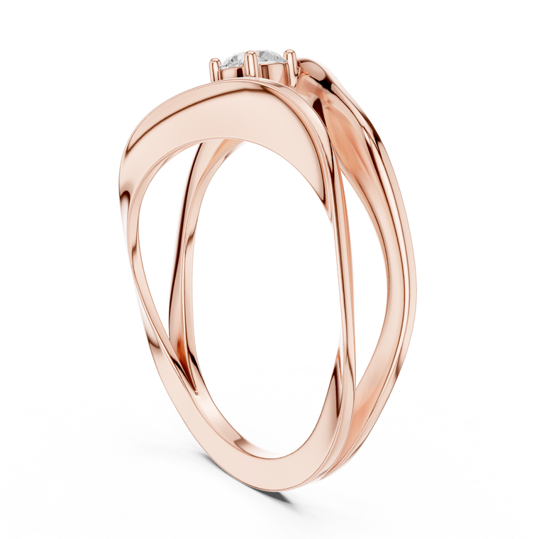 Round Solitaire Twisted Sculpted Split Band Lab Grown Ring - view 2