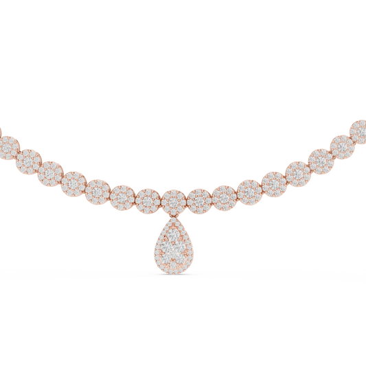 Round Cut Drop Halo Necklace - view 4
