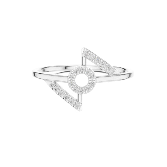 Open Circle Pave Moissanite Delicate Ring - view 3