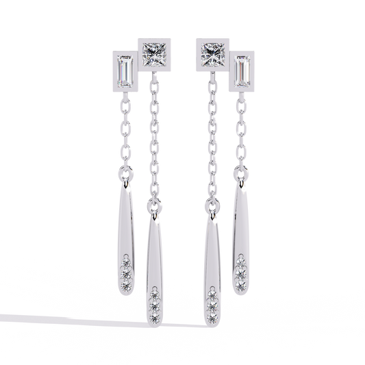 Cascade Dual Tone Chain Link Drop Earrings - view 3