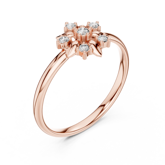 Round Moissanite Floral Cluster Delicate Ring - view 3