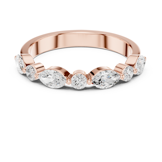 Marquise & Round Cut Lab Diamond Eternity Wedding Band - view 2