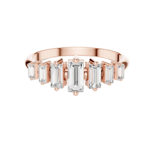 Baguette Cut Lab Diamond Bar Band Ring in Yellow Gold - view 2
