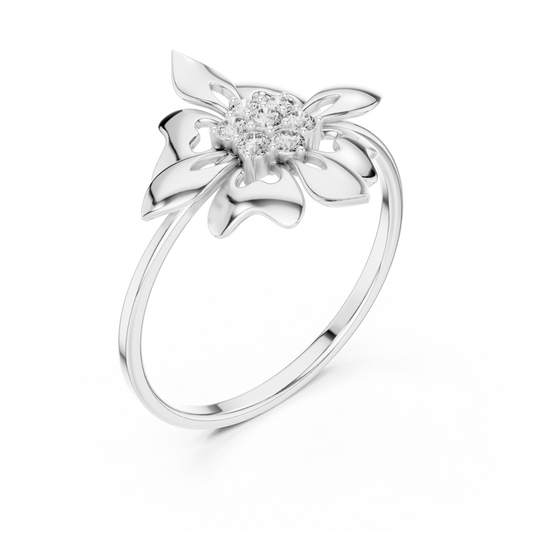 Floral Inspired Cluster Moissanite Engagement Ring - view 4
