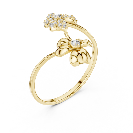 Round Moissanite Floral Open Wrap Ring - view 2