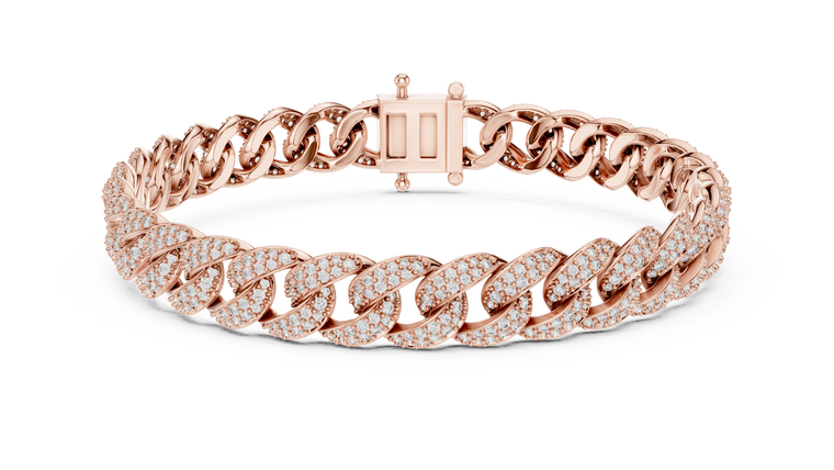 4.99 TCW Pave Round Moissanite High Polish Cuban Link Bracelet - view 2