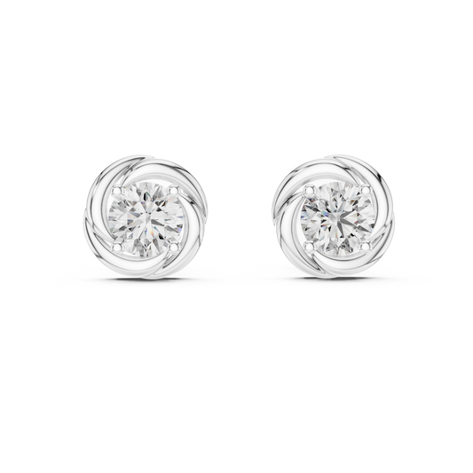 Swirl Border Round Cut Architectural Stud Earrings - view 3