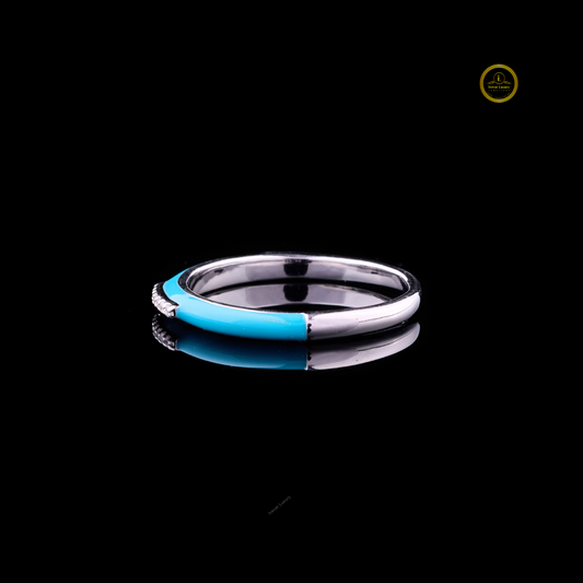 Sky Blue Lab Diamond Channel Set Band Ring - view 2