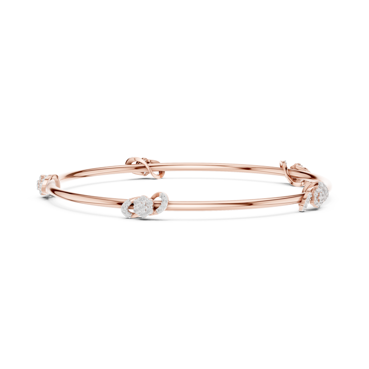 0.51 TCW Floral Round Lab Grown Diamond Bangle Bracelet - view 2