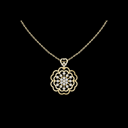 Round Diamond Floral Lab Grown Pendant Necklace