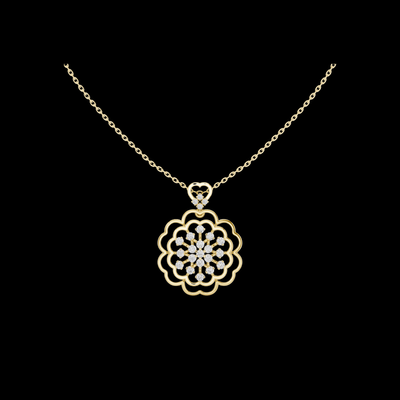 Round Diamond Floral Lab Grown Pendant Necklace
