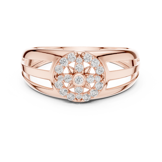Floral Inspire Round Moissanite Open Band Engagement Ring - view 2