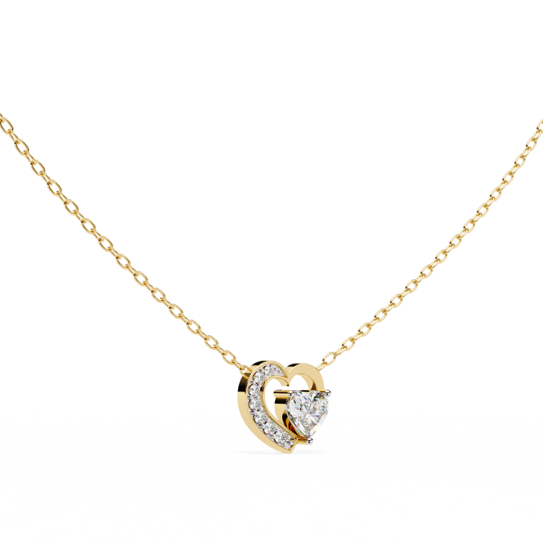 Heart Solitaire Pendant with Open Asymmetrical Frame - view 2