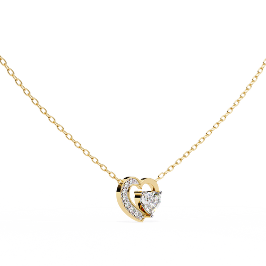 Heart Solitaire Pendant with Open Asymmetrical Frame - view 2