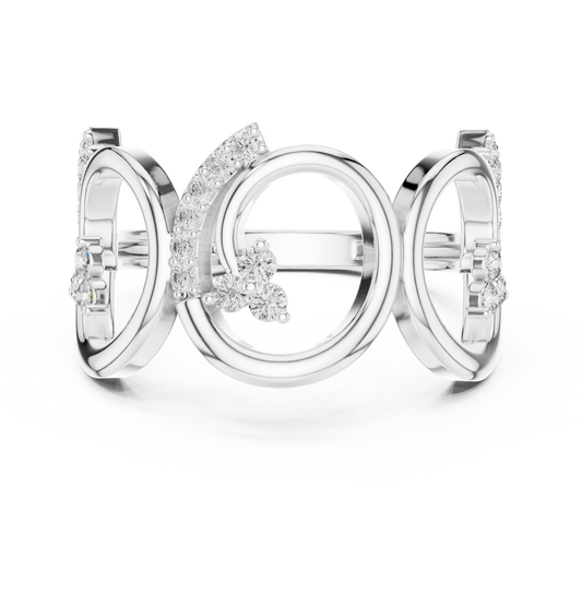 Open Circle Pavé Round Lab Diamond Geometric Statement Ring - view 3