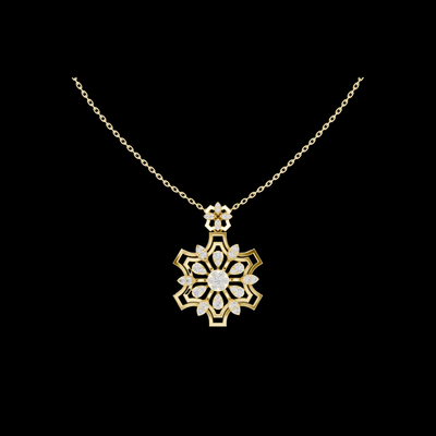 Round Lab Grown Diamond Snowflake Floral Pendant Necklace