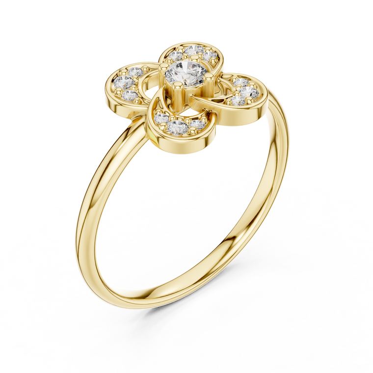 Floral Brilliant Round Ring For Women - view 2
