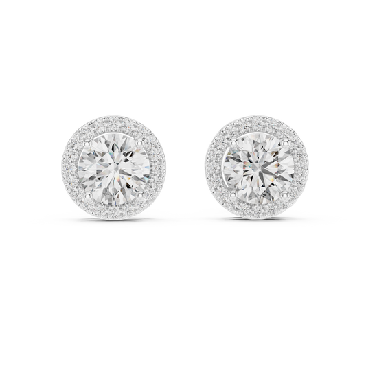 Round Cut Floating Halo Stud Earring - view 2