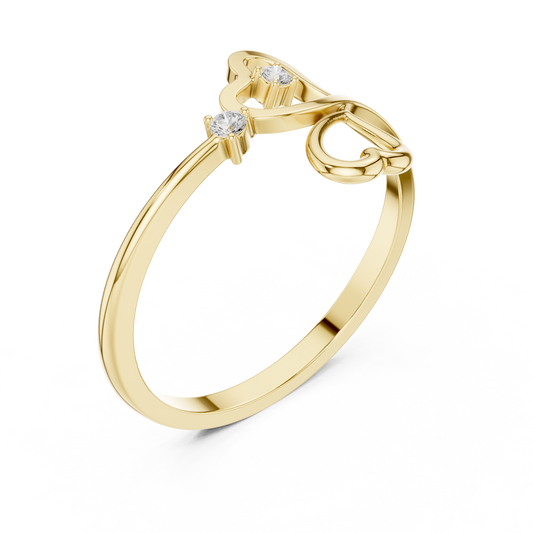 Double Heart Shape Round Cut Lab Diamond Anniversary Ring - view 2
