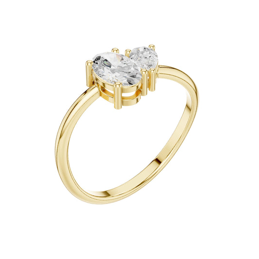 Oval and Pear Moissanite Toi et Moi Engagement Ring - view 4