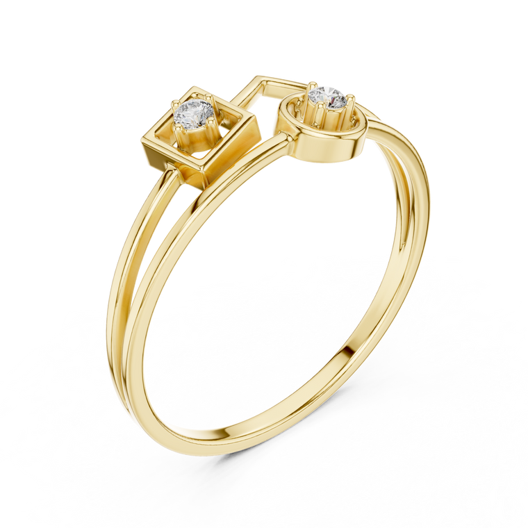 Geometric Open Bypass Round Moissanite Ring - view 2