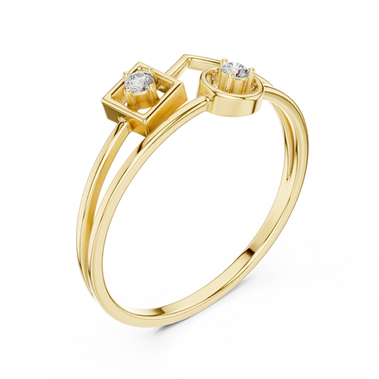 Geometric Open Bypass Round Moissanite Ring - view 2