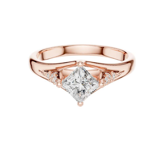 Princess Cut Moissanite Halo Engagement Ring - view 2