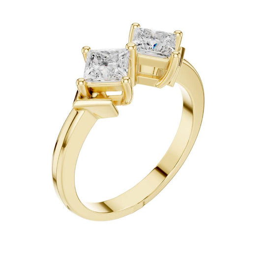 Princess Cut Two Stone Toi Et Moi Lab Diamond Ring - view 4